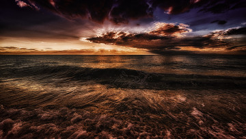 Картинка природа восходы закаты заря тучи горизонт океан