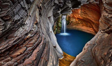 Картинка природа водопады водопад поток грот скалы западная австралия