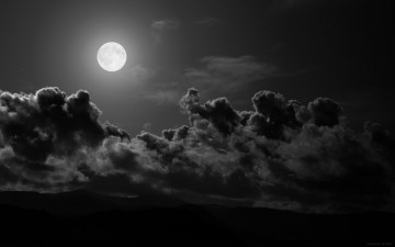 обоя природа, облака, ночь, луна