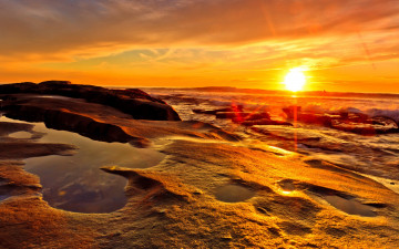 Картинка природа восходы закаты небо облака закат море волны камни скалы