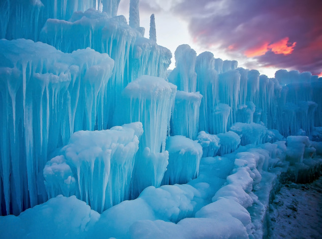 Обои картинки фото природа, айсберги и ледники, лёд, снег, облака, вечер, юта