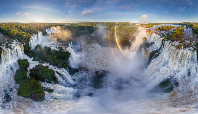 Обои картинки фото природа, водопады, бразилия, южная, америка, аргентина, радуги, игуасу