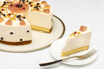 Картинка еда торты торт кусок суфле декор