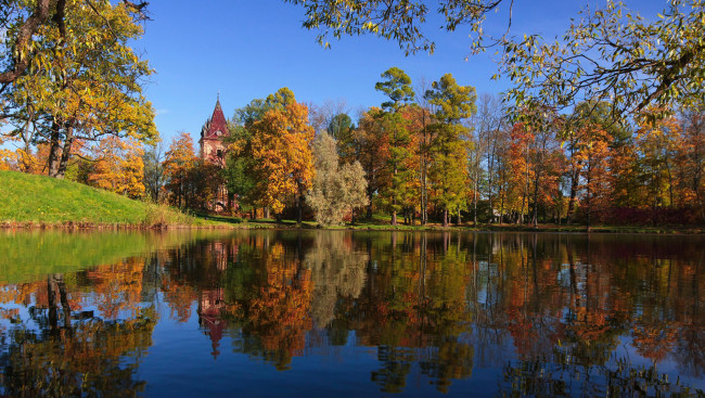 Обои картинки фото природа, реки, озера, пушкин, осень, деревья, озеро, россия