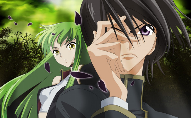 Обои картинки фото аниме, code geass, фон, взгляд, девушка