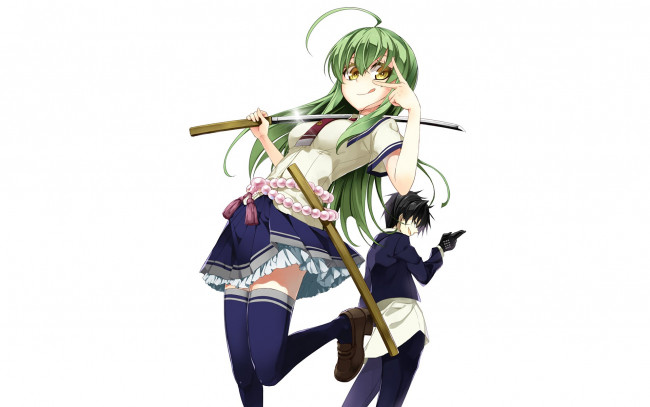 Обои картинки фото аниме, busou shoujo machiavellianism, girl, sword, anime, katana, ken, blade, uniform, seifuku, armed, girl's, machiavellism, busou, shoujo, machiavellianism