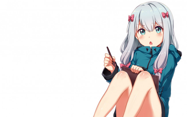 Обои картинки фото аниме, eromanga-sensei, взгляд, девушка, фон