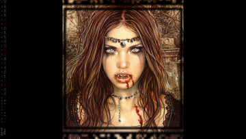 Картинка календари фэнтези девушка взгляд лицо кровь существо