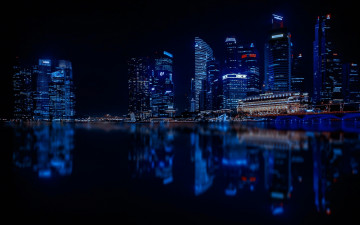 обоя сингапур, азия, города, сингапур , современные, здания, ночные, пейзажи, набережная, cингапур