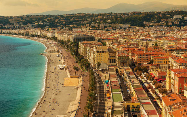 Обои картинки фото ницца, франция, города, ницца , пляж, курорт, средиземное, море, побережье
