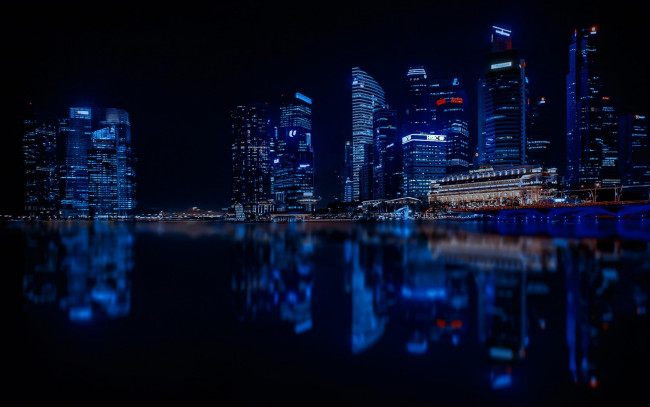 Обои картинки фото сингапур, азия, города, сингапур , современные, здания, ночные, пейзажи, набережная, cингапур