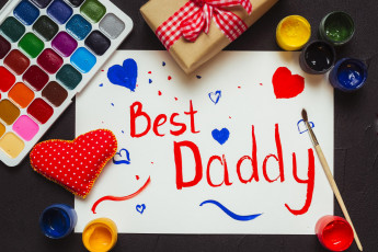 Картинка праздничные день+отца краски подарок сердечко надпись