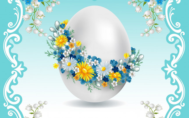Обои картинки фото пасха, праздничные, цветы, яйцо, декор