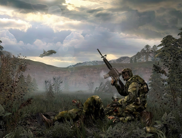 Обои картинки фото видео игры, codename,  outbreak, солдаты, оружие, лес