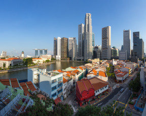обоя города, сингапур, небоскрёбы, мегаполис, здания, панорама