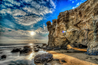 Картинка природа восходы закаты солнце арка скалы пляж океан