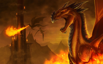 Картинка фэнтези драконы огонь