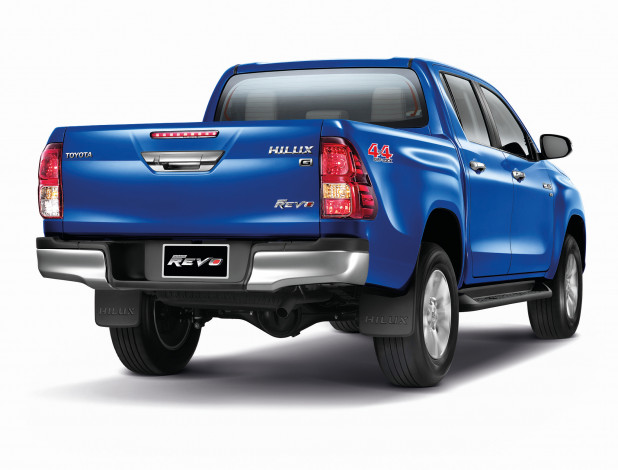 Обои картинки фото автомобили, toyota, синий, 2015г, th-spec, 4x4, cab, double, revo, hilux