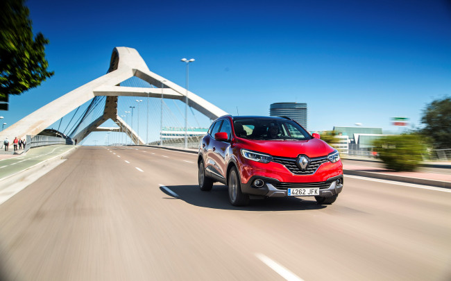 Обои картинки фото автомобили, renault, красный, 2015г, kadjar