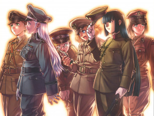 Картинка аниме unknown +другое art длинные волосы фуражка очки rei hiroe девушки улыбка погоны военная форма