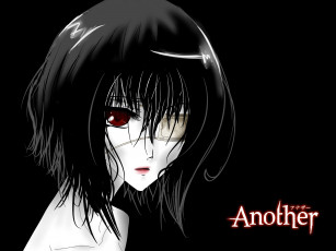 Картинка аниме another повязка на глаз пустота misaki mei иная красные глаза черный фон одиночество