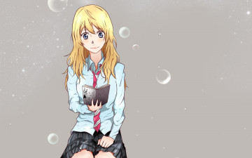Картинка аниме shigatsu+wa+kimi+no+uso взгляд фон девушка