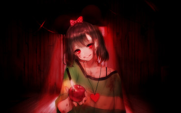 Картинка аниме unknown +другое пятна кровь undertale красные глаза game адская ухмылка подвал chara безумие нож