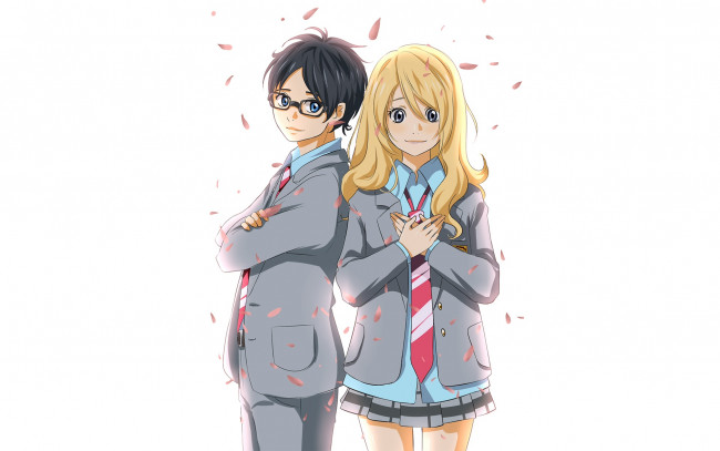 Обои картинки фото аниме, shigatsu wa kimi no uso, девушка, взгляд, фон