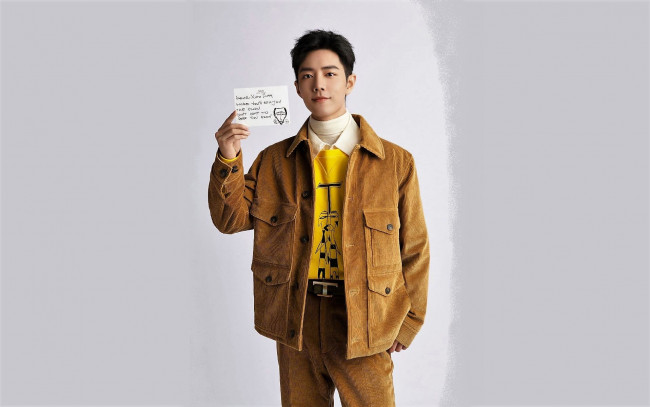 Обои картинки фото мужчины, xiao zhan, актер, куртка, карточка