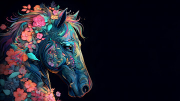 Картинка рисованное животные +лошади нейросети лошадь
