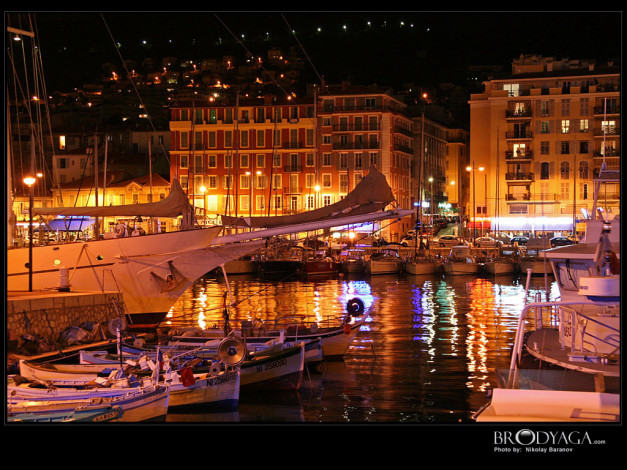 Обои картинки фото nice, france, города, огни, ночного