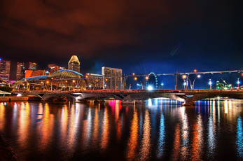 Картинка сингапур города свет огней