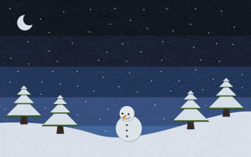 Картинка праздничные векторная графика новый год снеговик луна