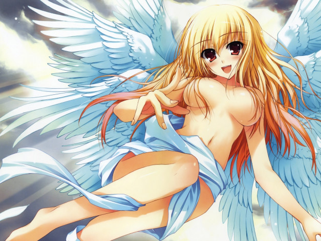 Обои картинки фото аниме, angels, demons, крилья, девушка