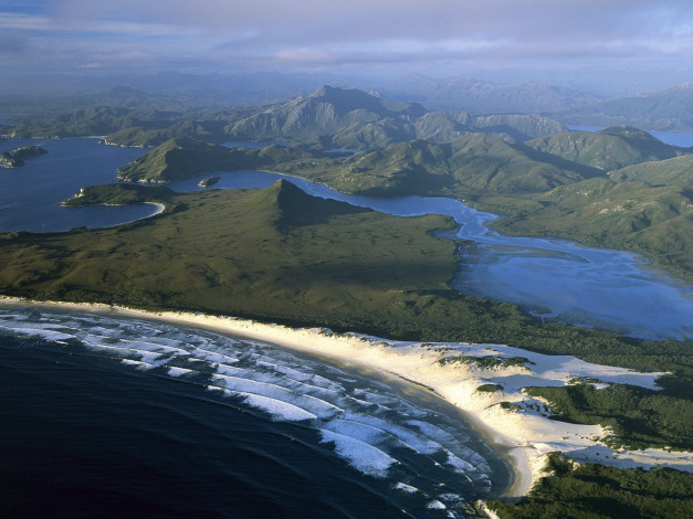 Обои картинки фото tasmania, австралия, природа, побережье, горы, вода
