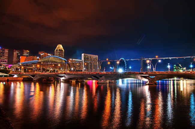 Обои картинки фото сингапур, города, свет, огней