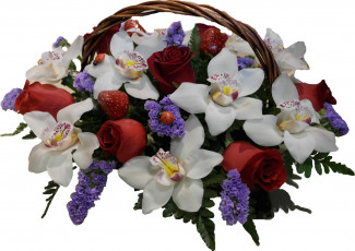 Картинка цветы букеты композиции букет орххидеи розы