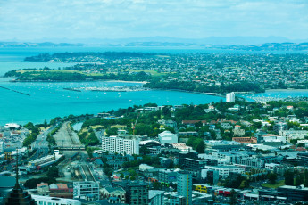 Картинка новая зеландия окленд города панорамы море дома
