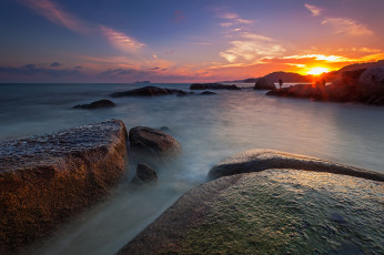 Картинка природа восходы закаты камни закат побережье море