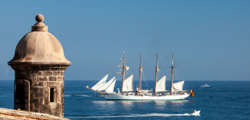 Картинка juan sebastian de elcano корабли парусники катера башня море ипания шхуна
