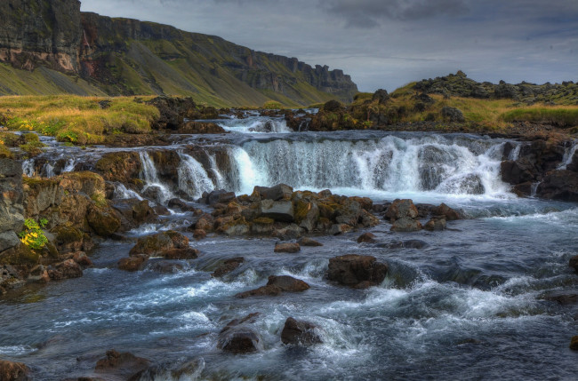 Обои картинки фото природа, водопады, река, водопад, камни
