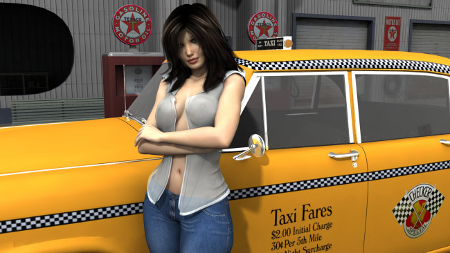 Обои картинки фото автомобили, 3d car&girl, девушка, автомобиль