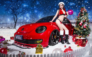Картинка автомобили -авто+с+девушками подарки снегурочка зима снег автомобиль фон взгляд девушка