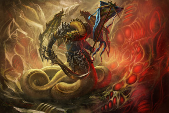 Картинка фэнтези существа змей оружжие существо пещера