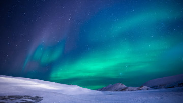 Картинка природа северное+сияние ночь снег