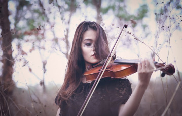 Картинка музыка -другое природа девушка скрипка