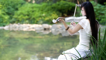 Картинка музыка -другое водоем скрипка девушка