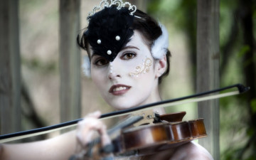 Картинка музыка -другое девушка скрипка лицо взгляд