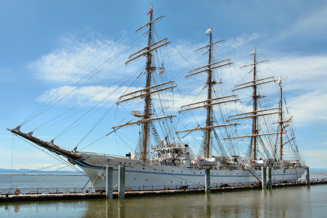 Обои картинки фото kaiwo maru, корабли, парусники, мачты, паруса