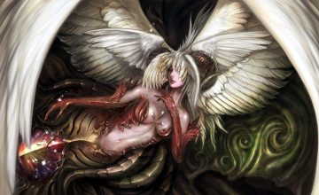 обоя видео игры, lineage ii,  goddess of destruction, богиня, крылья